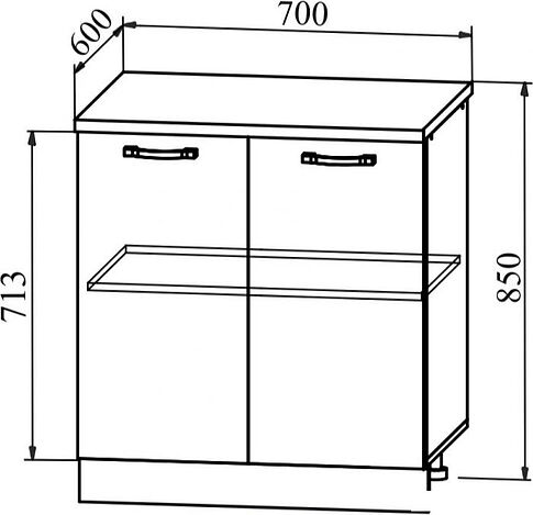 Шкаф напольный ДСВ Тренто С 700 (серый/серый)