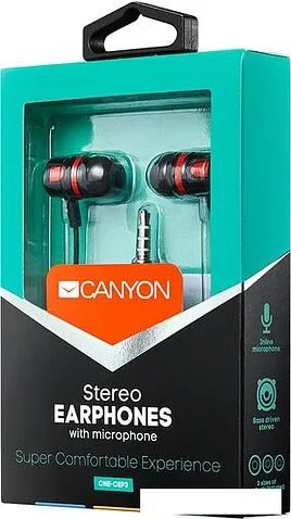 Наушники с микрофоном Canyon CNE-CEP3R