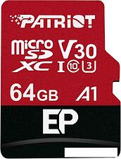 Карта памяти Patriot microSDXC EP Series PEF64GEP31MCX 64GB (с адаптером) Карта памяти Patriot microSDXC EP Series PEF64GEP31MCX 64GB (с адаптером)
