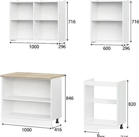Готовая кухня NN мебель КГ-6 1.6м (белый текстурный/тростник)