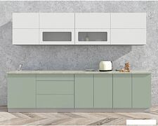 Кухня Интерлиния Мила Матте 3.0 А (белый/мята/опал светлый)