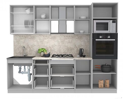 Готовая кухня Интерлиния Мила Лайт 2.6 ВТ (шимо светлый/шимо темный/малага)