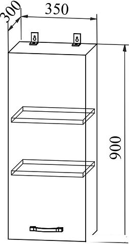 Шкаф навесной ДСВ Тренто ВП 350 левый (серый/белый)