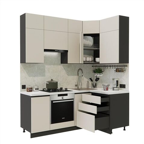 Готовая кухня ВерсоМебель Эко Премиум 1.2x2.0 правая (кашемир/ст. мрамор лацио)