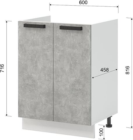 Шкаф напольный Mio Tesoro Пасадена ШНМ 600 (белый/ателье светлое)