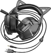 Наушники Borofone Elf Cat BO106 (черный/зеленый)