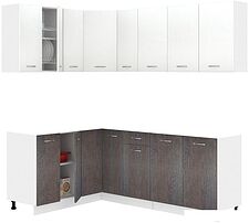 Готовая кухня Кортекс-мебель Корнелия Лира 1.5x2.1 без столешницы (белый/береза) Готовая кухня Кортекс-мебель Корнелия Лира 1.5x2.1 без столешницы (белый/береза)