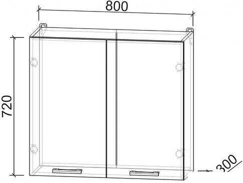 Шкаф навесной Интерлиния Компо ВШС80-720-2дв (белый платинум)