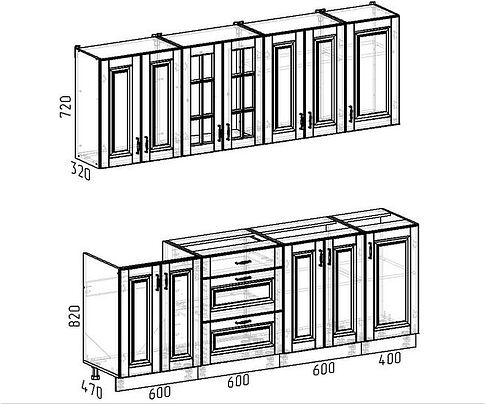 Готовая кухня Интермебель Бостон-7 2.2 без столешницы (акация белая/акация графит)