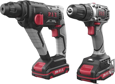 P.I.T. P0002-02 (перфоратор, шуруповерт, 2 АКБ, кейс)