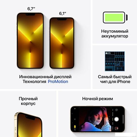 Смартфон Apple iPhone 13 Pro Max 256GB Восстановленный by Breezy, грейд A (золотистый)
