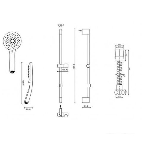 Душевой гарнитур  Jacob Delafon Salute E32907-CP