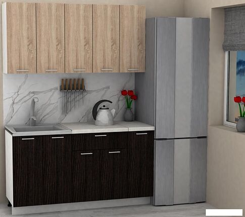 Готовая кухня ЭлиГард Lion 1.5 (дуб сонома/дуб марбург/королевский опал)