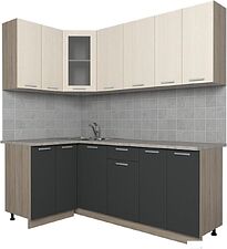 Угловая кухня Интерлиния Мила 12x20 (антрацит/вудлайн кремовый) Угловая кухня Интерлиния Мила 12x20 (антрацит/вудлайн кремовый)