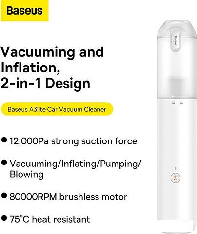Автомобильный пылесос Baseus A3lite Car Vacuum Cleaner VCAQ050002 (белый)