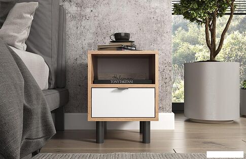 Тумба ЭлиГард Mone 1S1N (дуб вотан/белый)