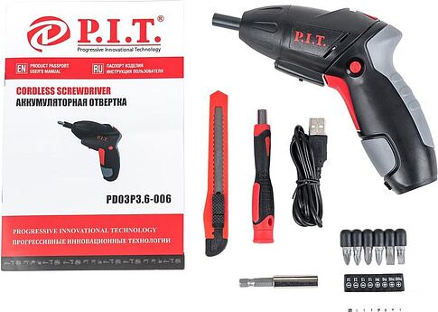 Электроотвертка P.I.T PD03P3.6-006 (с АКБ)