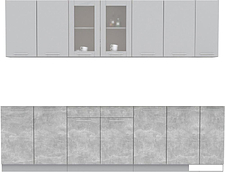 Готовая кухня Интерлиния Мила 27 без столешницы (серебристый/бетон)