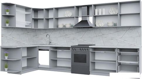 Готовая кухня Интерлиния Берес 1.5x2.4 правая (дуб серый/опал светлый)