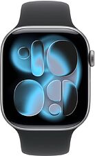 Умные часы Apple Watch Series 11 46 мм (алюминиевый корпус, космический серый/черный, спортивный силиконовый ремешок S/M)