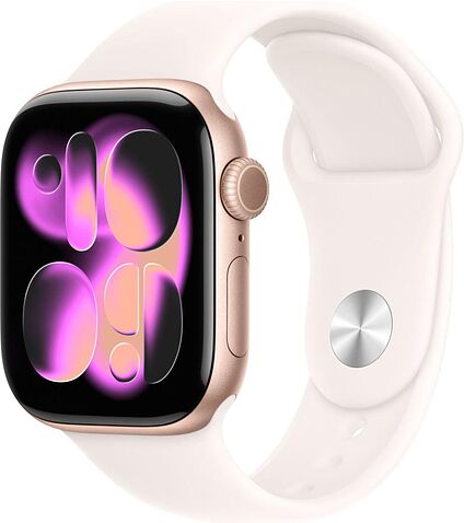 Умные часы Apple Watch Series 11 42 мм (алюминиевый корпус, розовое золото/легкие румяна, спортивный силиконовый ремешок M/L)