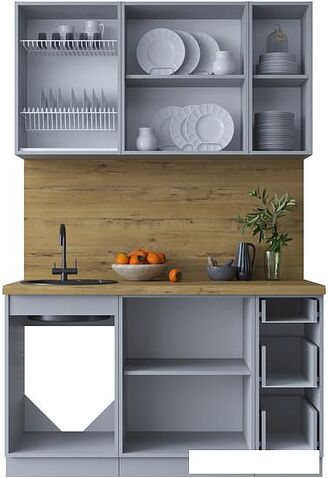 Готовая кухня Интерлиния Мила Шато 1.4А (луна/луна/бискайская сосна)