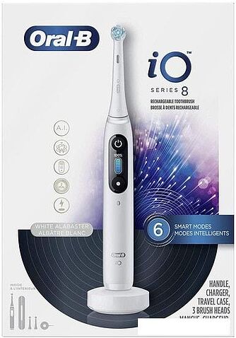 Электрическая зубная щетка Oral-B iO 8 (белый, 3 насадки)