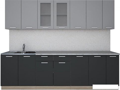 Кухня Интерлиния Мила 27 (антрацит/серебро)