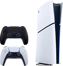 Игровая приставка Sony PlayStation 5 Slim Digital Edition CFI-21XX (2 ревизия, без дисковода, 2 геймпада, белый/черная полночь)
