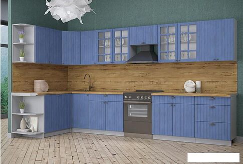 Готовая кухня Интерлиния Берес 1.5x3.0 правая (дуб лазурный/дуб бунратти)