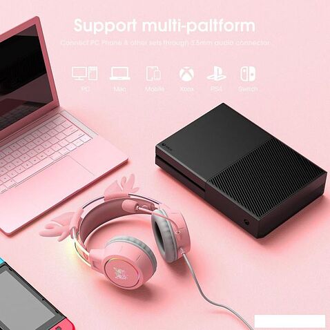Наушники Onikuma X15 Pro Deer Ears (розовый)