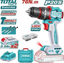 Ударная дрель-шуруповерт Total TIDLI20768 (с 2-мя АКБ, кейс) Ударная дрель-шуруповерт Total TIDLI20768 (с 2-мя АКБ, кейс)
