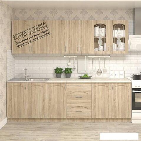 Готовая кухня Кортекс-мебель Корнелия Ретро 2.5 без столешницы (ясень белый)