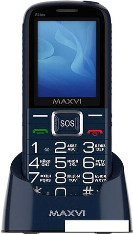 Кнопочный телефон Maxvi B21ds (синий)
