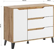 Тумба ЭлиГард Eyva 1D3S (дуб вотан/белый)