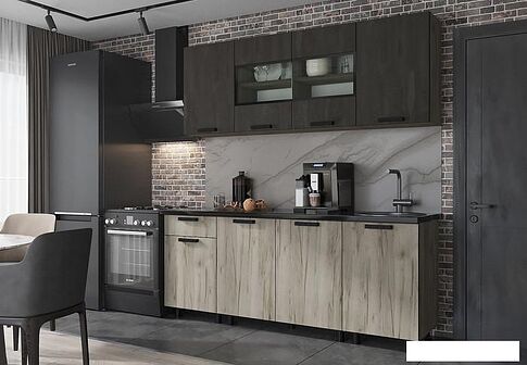 Готовая кухня Стендмебель Эдинбург 2.0 (железный камень/дуб крафт серый)