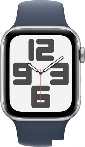 Умные часы Apple Watch SE 2 44 мм (алюминиевый корпус, серебристый/грозовой синий, спортивный силиконовый ремешок M/L)