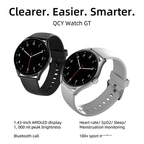 Умные часы QCY Watch GT (серебристый/белый)