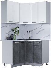 Готовая кухня Интерлиния Мила Лайт 1.2x1.2 (белый платинум/бетон портленд/белый гранит)