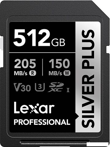 Карта памяти Lexar Professional SILVER PLUS SDXC LSDSIPL512G-BNNNG 512GB