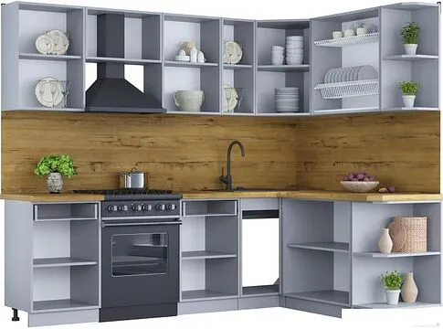 Готовая кухня Интерлиния Мила Шато 1.7x2.5 правая (индиго/индиго/опал светлый)