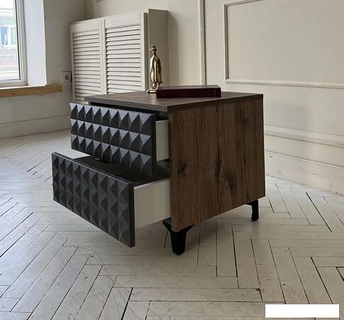 Консольный стол Shtabe Simple 7003 эко (графит/дуб веллингтон/черный)