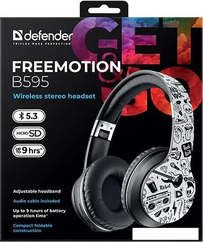 Наушники Defender FreeMotion B595 (черный/белый)