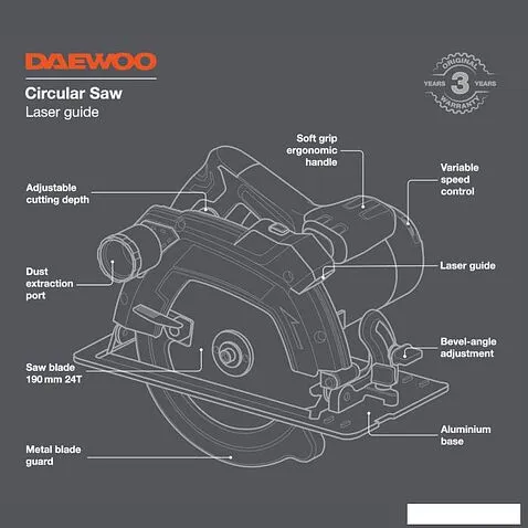 Дисковая (циркулярная) пила Daewoo Power DAS 1600-190L