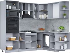 Готовая кухня Интерлиния Мила Лайт 1.68x2.4 правая (бетон лайт/бетон портленд/опал светлый) Готовая кухня Интерлиния Мила Лайт 1.68x2.4 правая (бетон лайт/бетон портленд/опал светлый)