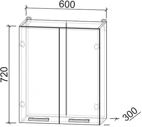 Шкаф навесной Интерлиния Компо ВШС60-720-2дв (белый платинум)