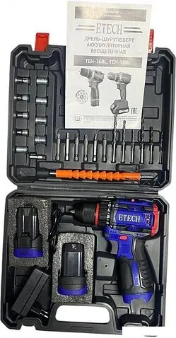 Дрель-шуруповерт ETECH TEH-16BL (с 2-мя АКБ, кейс)