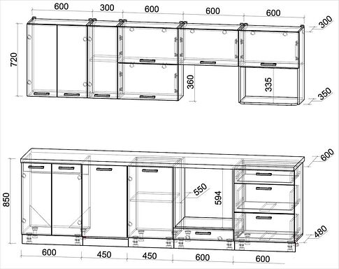 Готовая кухня Интерлиния Мила Лайт 2.7-ПМ4 (персидский жемчуг/персидский жемчуг/серый каспий)