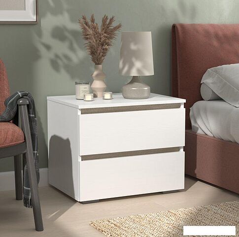 Тумба Кортекс-мебель Бари 60 2ш (белый/белый/дуб сонома)