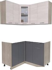 Готовая кухня Интерлиния Мила 12x13 без столешницы (вудлайн кремовый/антрацит)